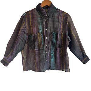 PARFOIS Long Sleeve Blouse Sheer Comfortable Women's SMALL Eco Friendly